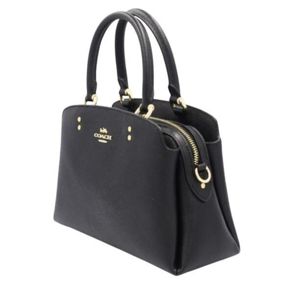 COACH Leather Mini Lillie Carryall Black With Gold Hardware Feet NWT - Picture 5 of 10